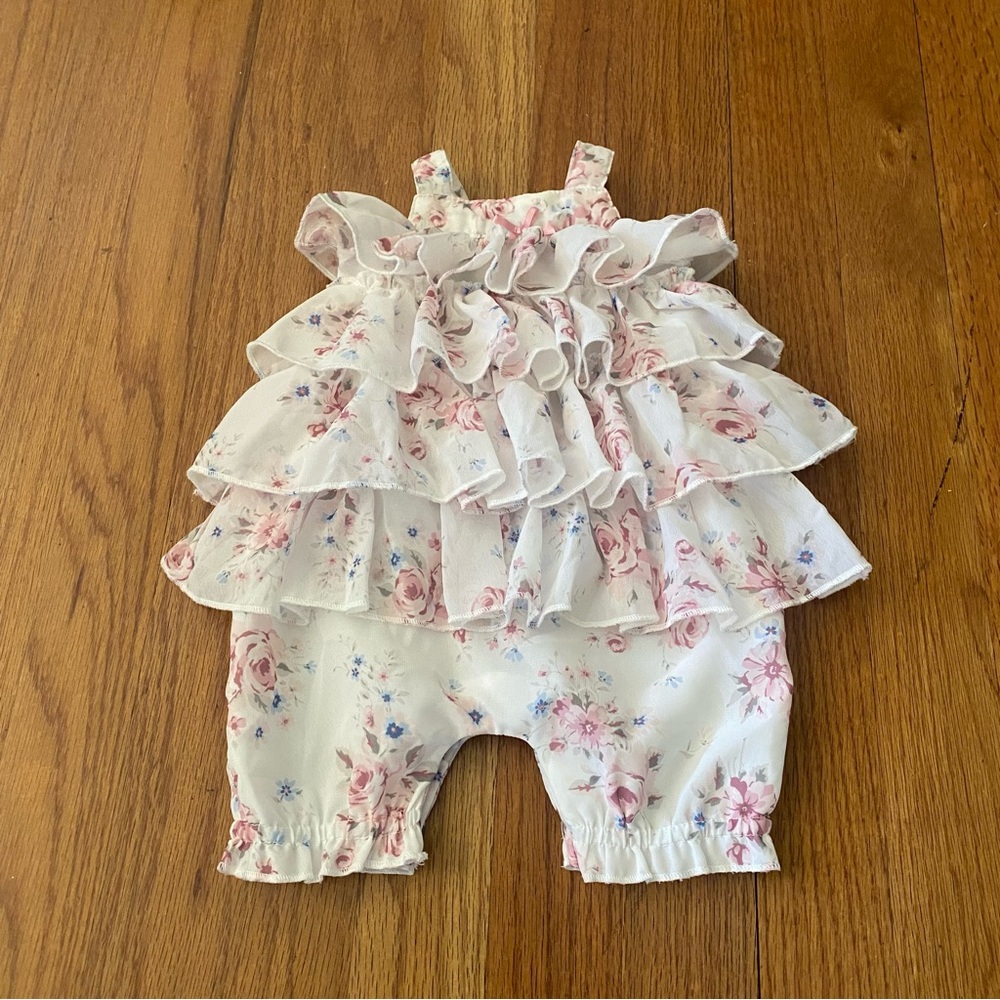Edgehill Collection Victoria Roses Ruffle Baby Girl One Piece